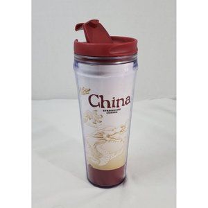 Starbucks China 2004 Global Icon Series Travel Tumbler Coffee Mug 12 oz Red